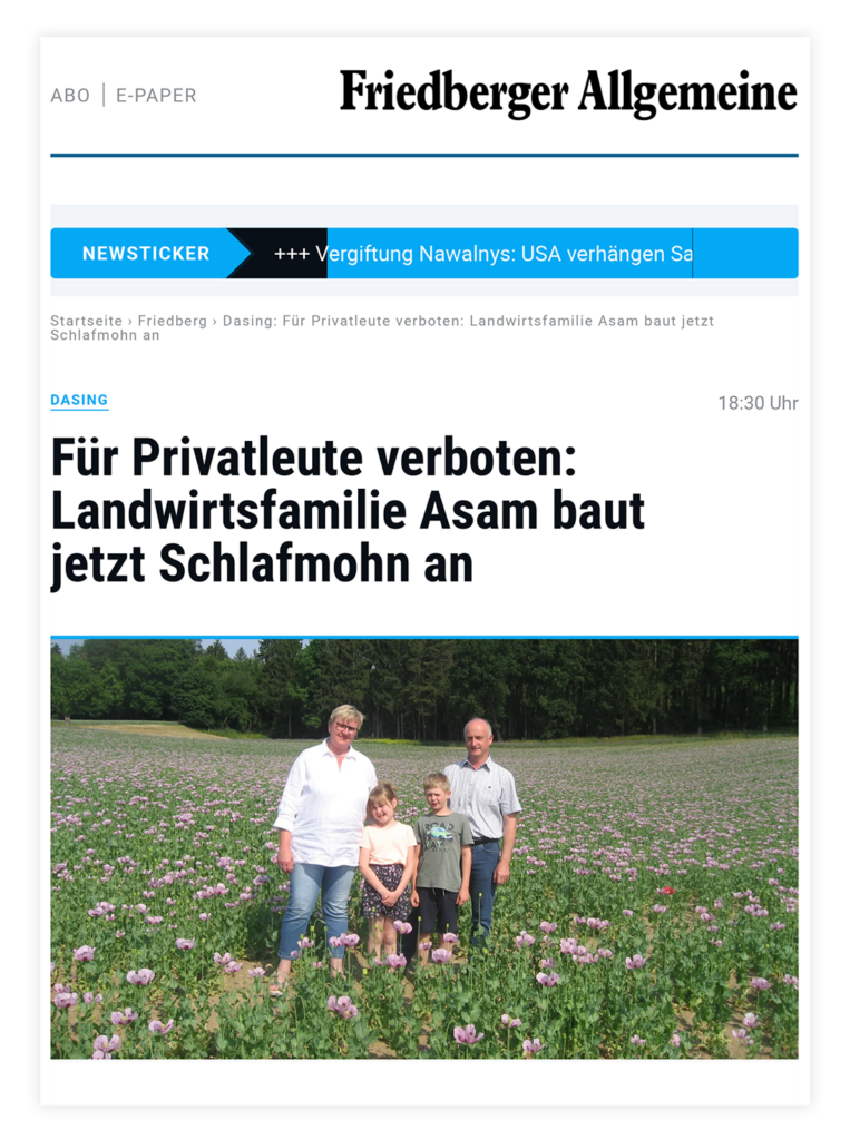 Mohnhof Asam in der Presse